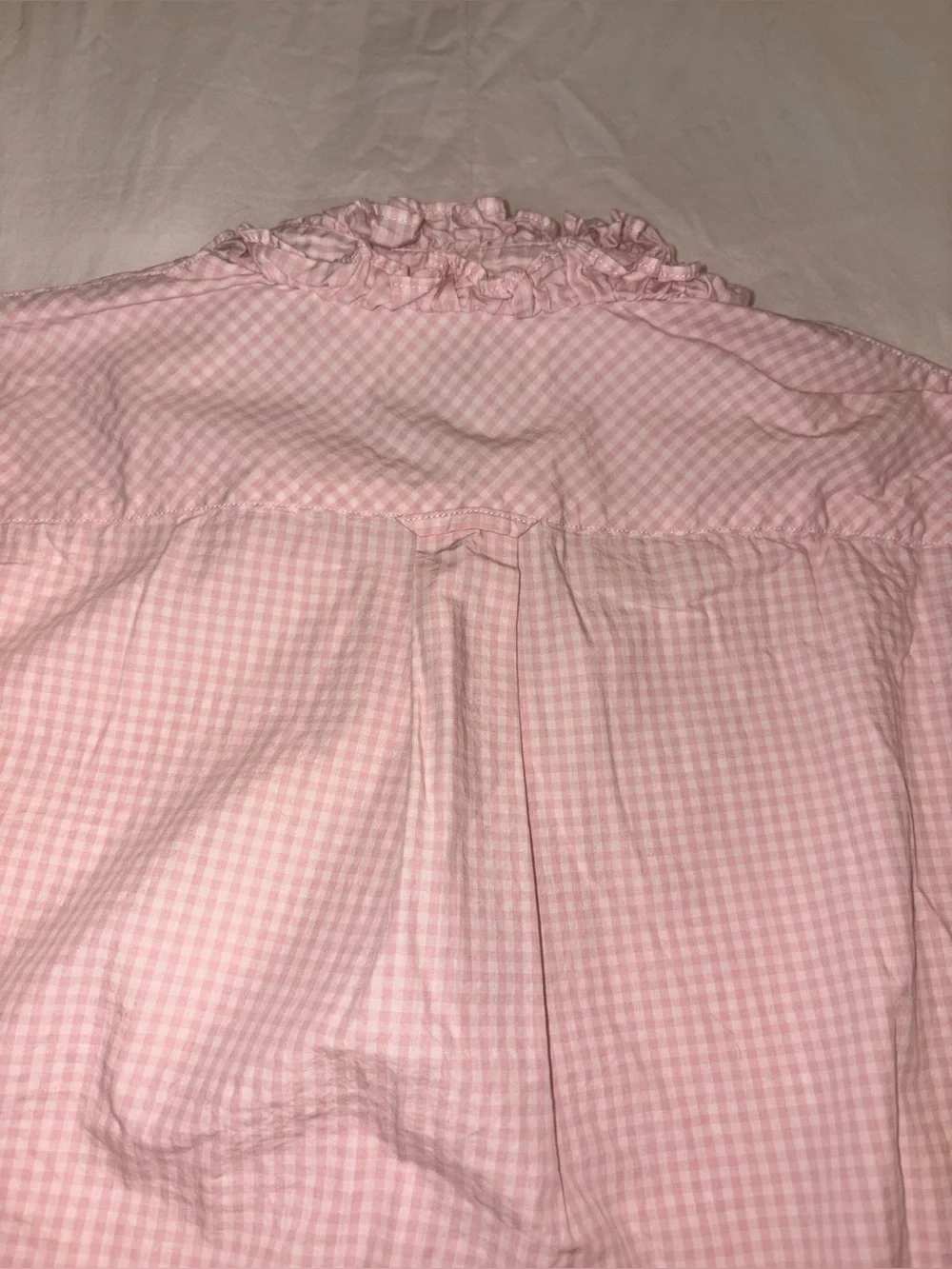 J.Crew Classic-Fit Ruffleneck Gingham Shirt Pink – Size 4